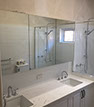 custom bathroom renovation mirror and glass shower screen